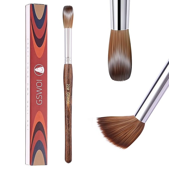 100% Kolinsky Acrylic Brush Size 22 - Wood Handle for Nail Application, Extension - Professional Manicure Salon and DIY at Home Tool (#22)