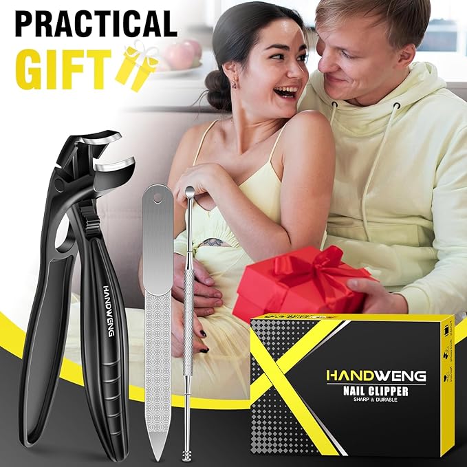 2025 Upgraded Toenail Clippers for Seniors Thick Toenails, Angled Head Large Toe Nail Clippers for Men with Catcher, Heavy Duty Sharp Fingernail Clipper with Long Handle, Wide Jaw