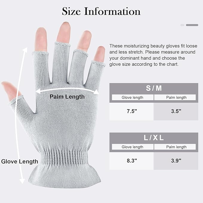 MIG4U 3 Pairs Fingerless Moisturizing Gloves, Half Finger Touchscreen Beauty Glove for Eczema, SPA, Dry Hands, Skin Treatment, Summer Sun UV Protection (S/M, Gray-3pairs)
