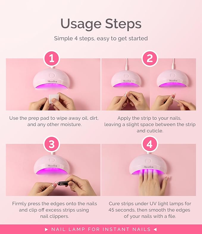 MelodySusie Starter-Friendly LED UV Nail Lamp with 2 Timers, Pocket-Sized for Handheld & Desktop Use, P-art04 UV Light for Gel Nail Especially Instant Nails, Base/top Coat & Half-Cured Gel (Pink)