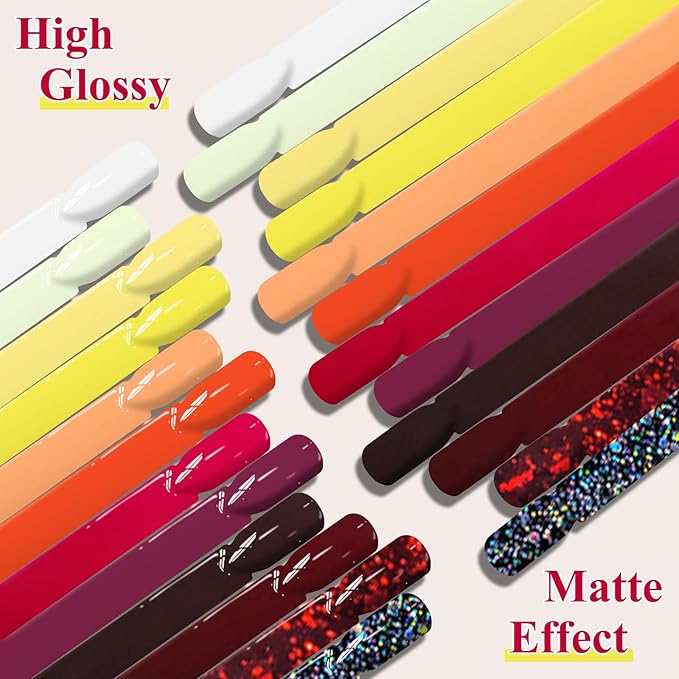 MEET ACROSS 12PCS Gel Nail Polish Set, 12 Colors Gel Nail Kit Art Design Soak Off UV LED,Nail Art Design Gifts for Women (Fall, 12PCS)