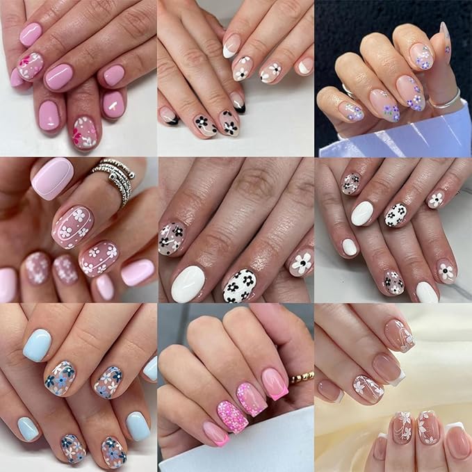 30 Sheets Flower Nail Stickers for Nail Art 3D Self Adhesive Cherry Blossoms Daisy Nail Decals Colorful White Black Designs Summer Flowers Nail Art Stickers for Women DIY Acrylic Manicure Supplies
