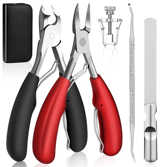Modacraft Podiatrist Toenail Clippers, Professional Thick & Ingrown Toe Nail Clippers for Men Seniors, Ingrown Toenail Treatment Removal Kit with Nail Cutter Super Sharp Blade Soft Anti-Slip Handle