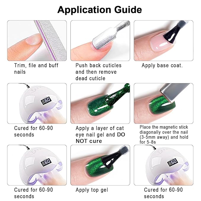 RARJSM Green Cat Eye Gel Nail Polish with Magnet Stick Diamond Emerald Green Velvet Cateye Gel Polish 15ml Single Bottle Sparkle Shimmer UV LED Curing Requires Soak Off Home Salon Christmas Manicure