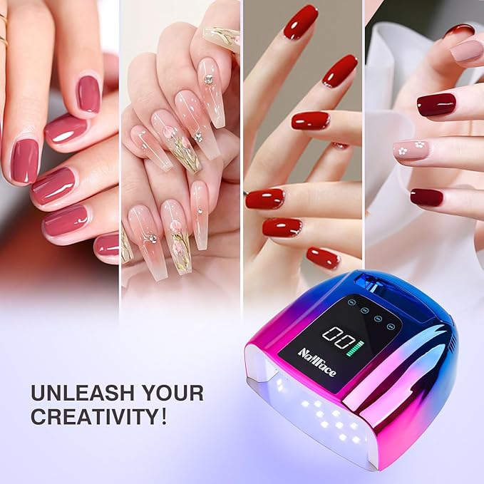 96W Rechargeable UV LED Nail Lamp UV Light for Gel Nails Cordless Gel Nail Lamp Nail Dryer with 42 Beads Smart Sensor & Metal Base