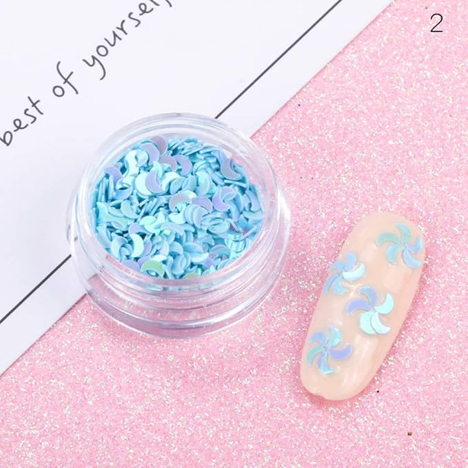 Nail Art Flakes 3D Shiny Acrylic Glitter Sequin Decoration Sparkles DIY Charms Mermaid Pearl 12 Pots