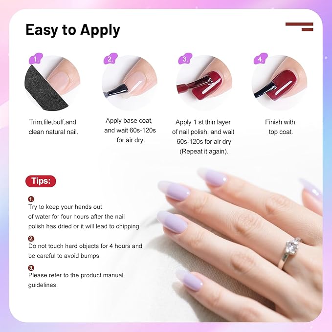Jelly Nail Polish Set, 10 Color With 2PCS Base and Top Coat Nail Polish