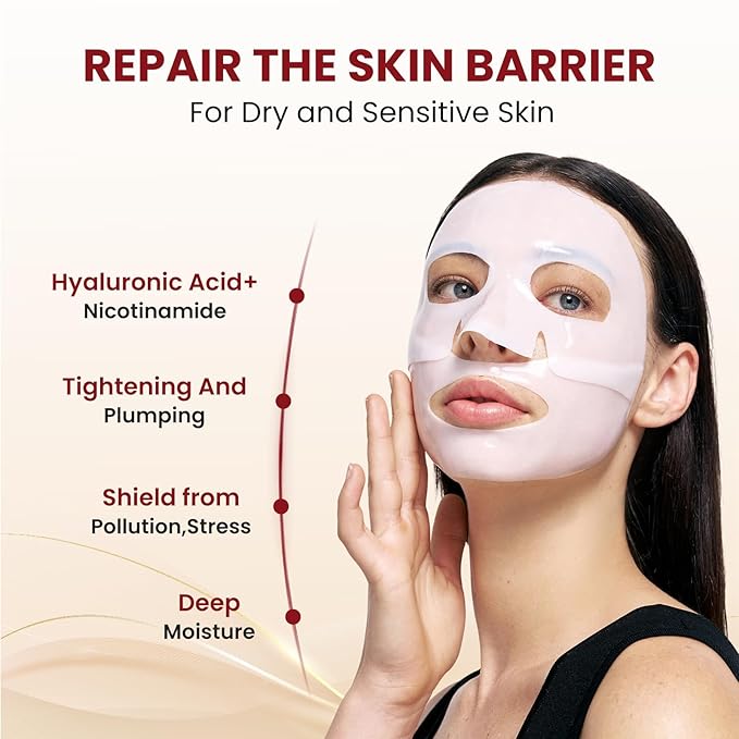 Bio-Collagen Face Masks, Deep Hydrating Sheet Overnight Face Mask, Facial Treatments and Masks for Women, Korean Skincare, Moisturizing and Firming for Girl, 24 Pack