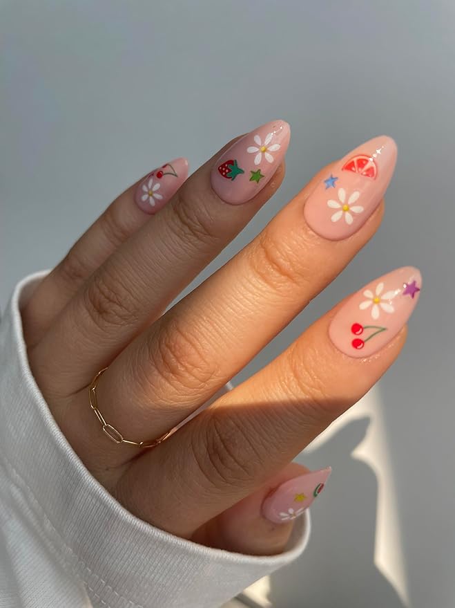 Deco Beauty Fruit Salad Nail Stickers - Trendy, Long-Lasting Nail Art Decals – Easy DIY Application for Salon-Quality Manicures