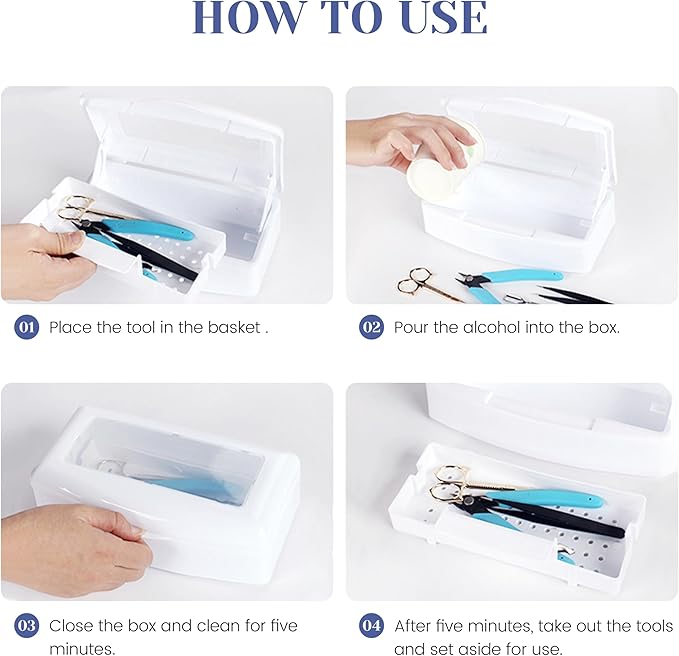 Nail Tool Sterilizers Plastic Nail Art Tray,Clean Box Storage Organizer for Nail,Tweezers, Cutter Manicure Equipment-Nail Art Tool (black)