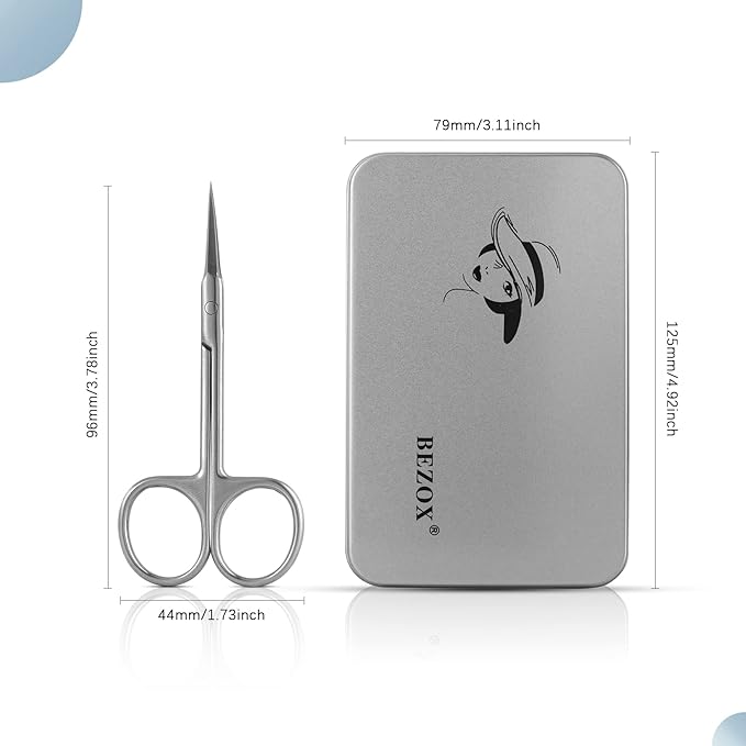 BEZOX Extra Fine Curved Cuticle Scissors, Super Thin Nail Scissors for Cutical Care Only, Professional Manicure Small Scissors, Stainless Steel CuticleTrimmer, 1 pcs