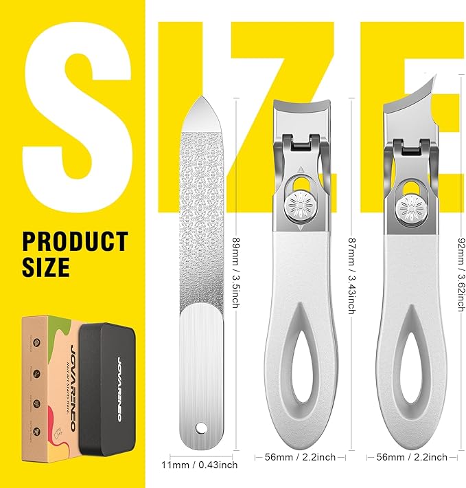 Toenail Clippers for Thick Toenails, Wide Jaw Opening Nail Clippers for Men, Heavy Duty Ingrown Toenail Clippers Nail Cutters, Eagle Beak Slanted Nail Clippers,3-Piece Set with Case