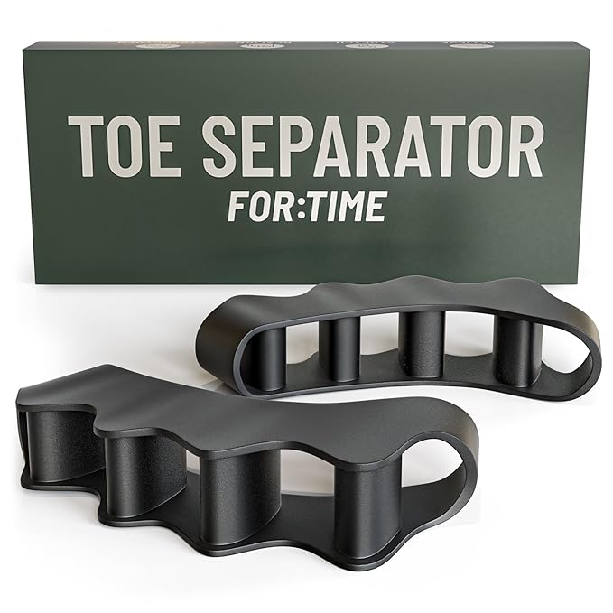 Toe Spacers - Bunion Corrector for Women & Men, Toe Separators for Women, Toe Spacers Men, Hammer Toe Straightener, Bunion Relief, 1 Pair Silicone Gel Toe Separators (Black, 1)
