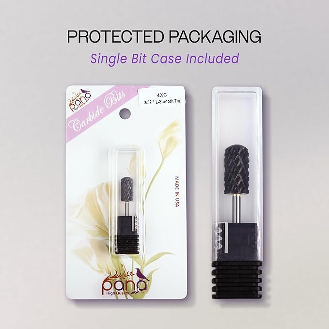 PANA Smooth Top Large Barrel 3/32" Shank Size - (DLC Black, 4X Coarse Grit) - Fast remove Acrylic or Hard Gel Nail Drill Bit for Manicure Pedicure Salon Professional or Beginner