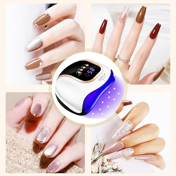 Wisdompark 268W UV LED Nail Lamp, Nail Dryer for Gel Polish, 4 Timers Curing Lamp Professional Nail Light, 66Pcs Uv Beads and Automatic Sensor (Gold)