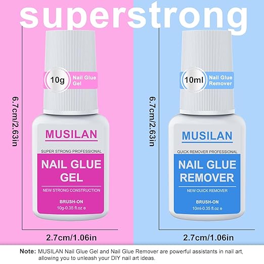 New Upgrade Nail Glue and Glue Remover Kit,Super Strong Nail Gel for Press On Acrylic Nails Tips and Quickly Nail Removes for Long Lasting Fake Acrylic Gel Kit