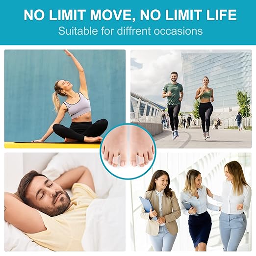 6Pcs Hammer Toe Straightener Corrector,Toe Straighteners for Curled Toes,Toe Spacers for Women Men Hammertoe Corrector for Crooked,Bunion,Hammer Toes(Clear Large Size)