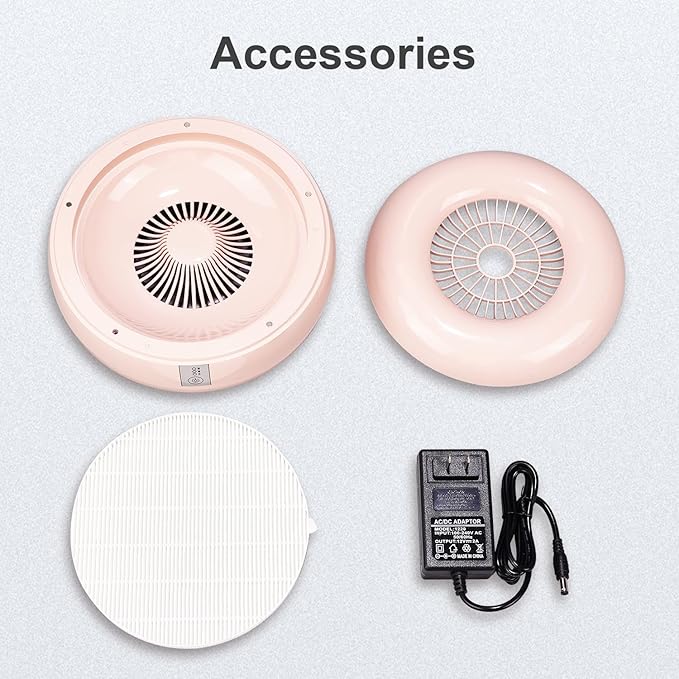 Nail Dust Collector, Quiet and Powerful Fan Dust Collector for Nail Tech with Reusable Filter, 50,000-Hour Lifespan, for Acrylic Nail Polishing,Salon & Home(Pink)