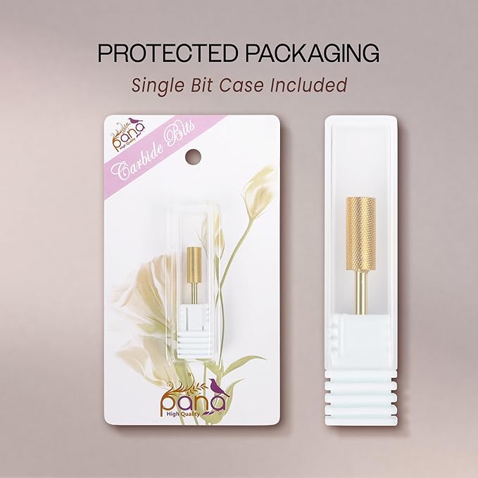 PANA Flat Top Small Barrel 3/32" Shank Size - (Gold, Extra Fine Grit) - Fast remove Acrylic or Hard Gel Nail Drill Bit for Manicure Pedicure Salon Professional or Beginner