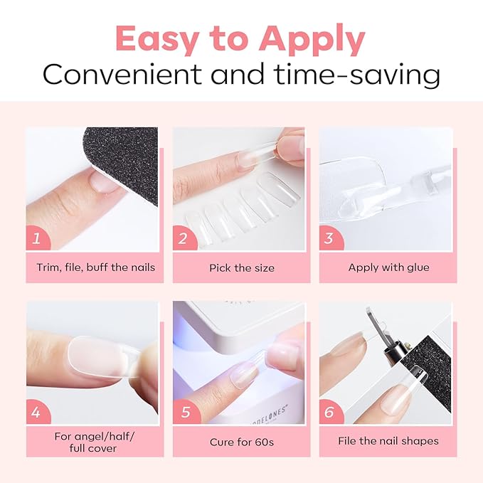 Modelones Short Almond & Square & Round Nail Tips - Multi-type 3 Styles Set Gel Tips Half Matte Full Cover Clear Acrylic Gel Kit Fake Nails for Extension DIY Salon 450Pcs 15Sizes
