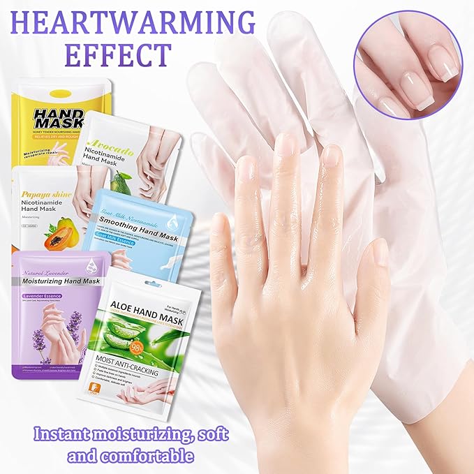 Hand Mask Moisturizing Gloves 6 Pack,Hydrating Hand Mask for Women,Soft Gloves for Dry Cracked Skin I
