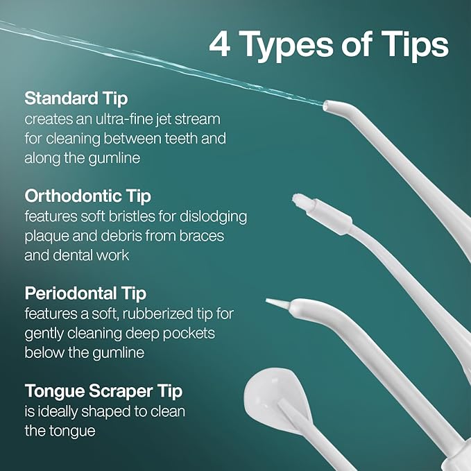 AquaSonic Water Flosser - Cordless Rechargeable Water Flossers for Teeth Cleaning - Waterproof Aqua Flosser, Portable Oral Irrigator for Dental Cleaning with 5 Jet Tips – Braces Home Travel