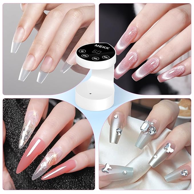 MEKK Mini UV Light for Nails,Peach-Shaped Mini UV LED Nail Lamp with Auto-Sensor,8 Beads,16W,4 Timer,Professional Flash Cure Nails Lamp Small Gel Nail Light for Salon & Home DIY Use