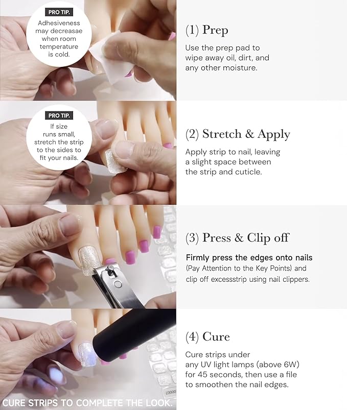 Semi Cured Gel Toe Nail Strips,26 Pcs Toe Nail Stickers Wraps for Holiday(Rainbow),Gel Strips UV Light Required,Easy to Apply