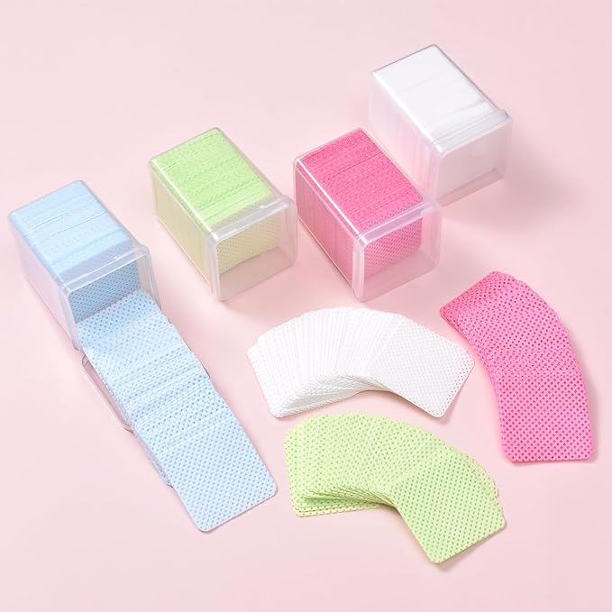 Lint Free Nail Wipes 400Pcs Nail Polish Removal Wipes Disposable Non-Woven Nail Cotton Pads Super Absorbent Eyelash Extension Glue Cleaning Wipes Nail Salon and Home Use
