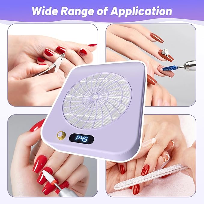 Nail Dust Collector, Dust Collector Nail Tech with 2 Reusable Filters & 1 Cleaning Brush, HPro Powerful Suction Nail Vacuum Dust Collector for Acrylic Nail Polishing, Nail Salon, Home