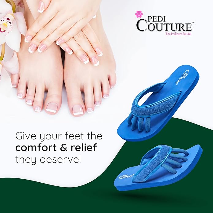Pedi Couture Pedicure Sandals with Built In Toe Separators for Women - Comfortable Spa Style Flip Flops for Home, Salon, Yoga & Gym Use