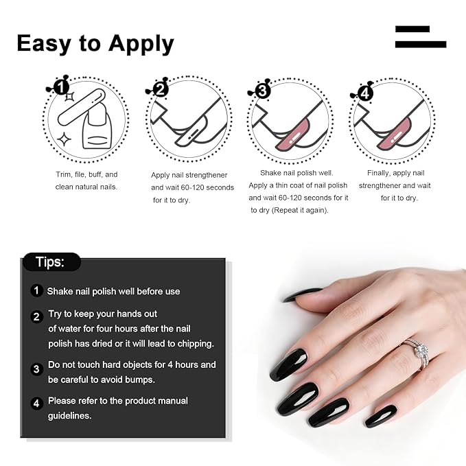 16.5ml Black Perfume Nail Polish Large Volume Quick Dry Nail Polish, Long Lasting Shine, Fingernail Toenail Nail Art DIY Home Travel Nail Art Gift