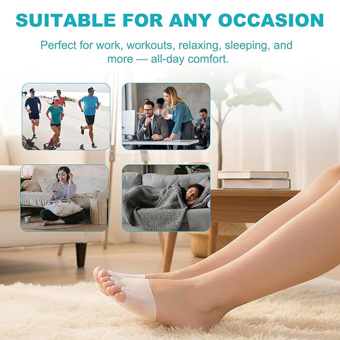 Toe Sleeves, 2 Packs Cove Silicone Toe Separators for Women & Men, Breathable Soft and Comfortable Gel Foot Cushions, Ideal for Daily Wear (2 Pairs, Skin Color)
