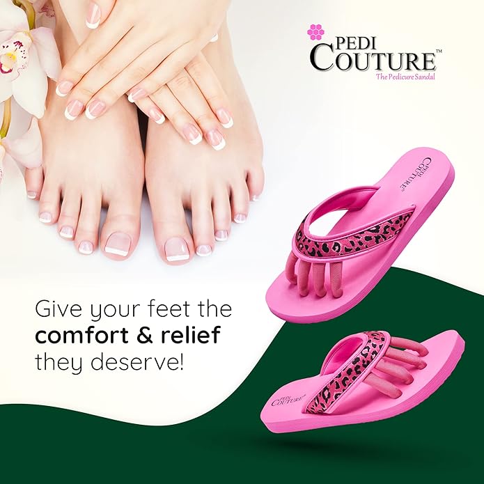 Pedi Couture Pedicure Sandals with Built In Toe Separators for Women - Comfortable Spa Style Flip Flops for Home, Salon, Yoga & Gym Use