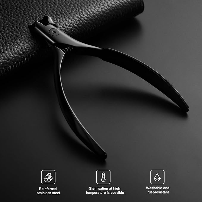 FERYES Podiatrist Toenail Clippers for Thick & Ingrown Nails - Professional Sharp Curved Blade & All Stainless Steel Non-Slip Handle, Heavy-Duty Nail Clippers for Men, Women, Seniors - Ideal Gift
