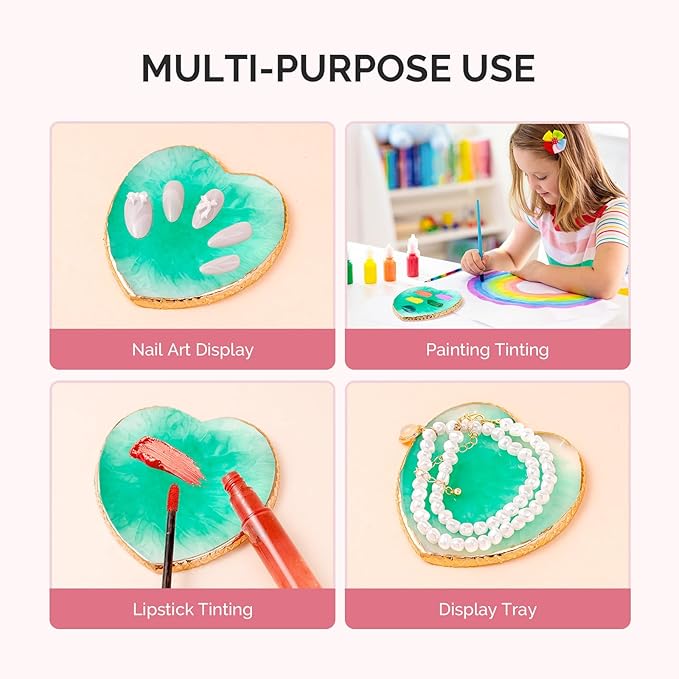 MelodySusie 1PC Heart Shape Resin Nail Art Palette, Professional Color Mixing Board for Gel Polish, Acrylics, Pigment Blending, Salon and DIY Makeup Artist Tool, Green