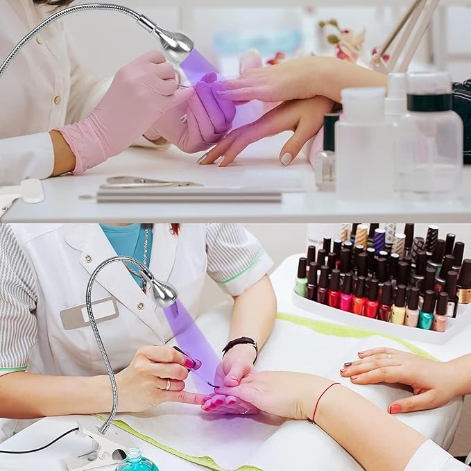 AORAEM U V Nail Lamp - Sliver 3W U V Light for Nails 35NM U V LED Nail Lamp with Gooseneck and Clamp for Gel Nails (AA-Silver)