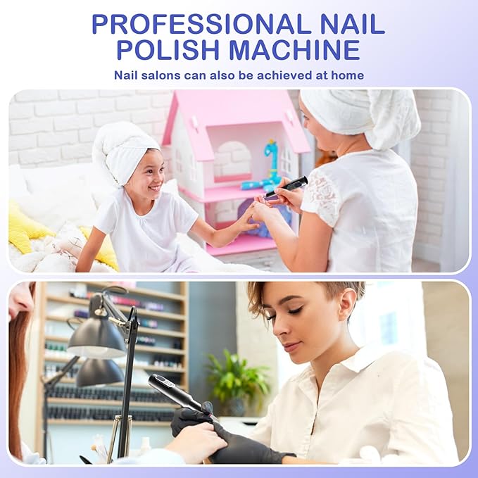 Portable Electric Nail Drills,Professional Nail Drill File Kit for Acrylic,Manicure and Pedicure Sets for Grinding,polishing and Trimming,Rechargeable Pedestal Nail Polisher. Black