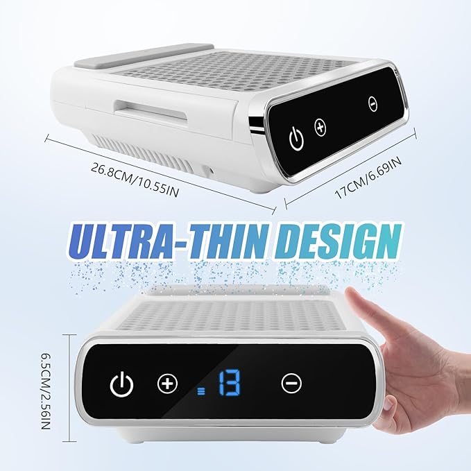 Nail Dust Collector Cordless for Acrylic Nail Art, 80W Nail Vacuum Dust Collector Quiet, 4500RPM Dust Collector Nail Tech, Nail Fan Dust Collector, Wind Speed Adjusted 1-45, Washable Filter