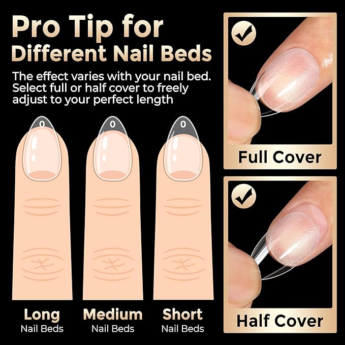 Short Almond Nail Tips: 504pcs Soft Gel Nail Tips Pre Etched Short Fake Nails, Half Matte Full Cover Clear Press on Nails for Nail Extension DIY Home, 12 Sizes Acrylic Gelly Tips