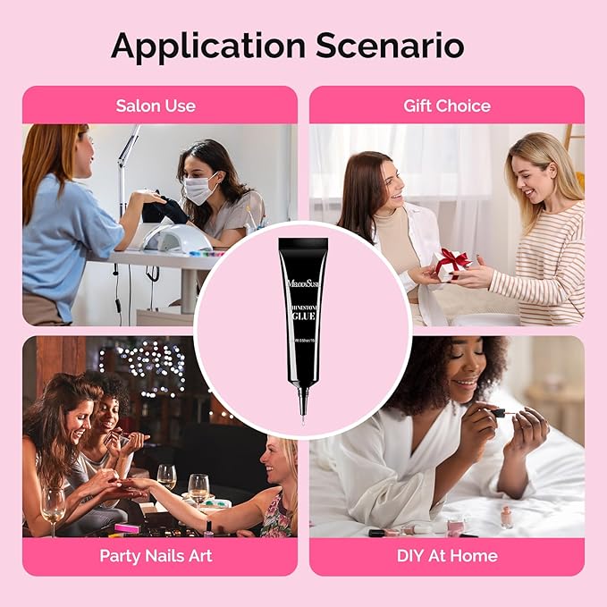 MelodySusie 15g Pinpoint Nail Rhinestone Glue for Nails Super Strong Gel for Nail Charms Gems 3D Nail Gel UV Nail Glue for Nail Art Design Nail Chrome