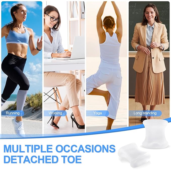 12 Pack Gel Toe Separators, Bunion Toe Spacers for Straightening Overlapping Toes, Hammertoe Corrector, Soft Silicone Bunion Pads for Women Men Toe Pain Relief (Clear)
