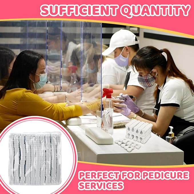 300 Pcs Sponge Toe Separators for Nail Polish Bulk Finger Separators Toe Divider Spacer Pedicure Correct Foot Manicure Coating Gel Painting Soft Pedicure Supplies for Men Women, White