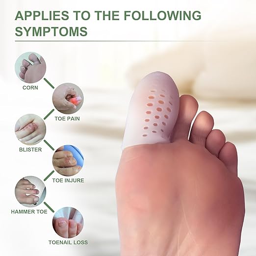Extended Big Toe Cap for Men, 10 Pcs X-L Breathable Toe Protector Toes Cover Sleeves with Holes, Provides Relief from Missing or Ingrown Toenails, Corns, Blisters, Hammer Toes, Reduce Friction
