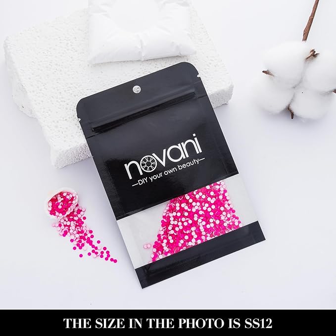 Novani 3000 Pieces Flatback Rhinestones Glass Round Gems Neon-Rose Crystals for Nail Art DIY Crafts Clothes Shoes,SS12,3.0-3.2mm