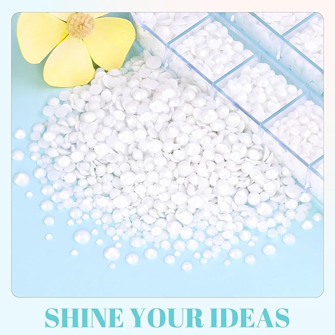 6100Pcs Resin Rhinestones for Crafting with 2Pcs 10ml B7000 Jewelry Glue, 1 Box Flatback Crystals Diamond (White) for Bedazzling Crafts DIY Nail Art Non Hotfix Gems for Clothing Shoes