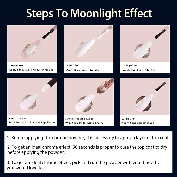 Allstarry Unicorn Chrome Nail Powder, Aurora Mermaid Iridescent White Pearl Nail Chrome Powder Pigment Glitter Fairy Dust for Nail Art, Manicure, Gel Nail Polish - Blue Moon