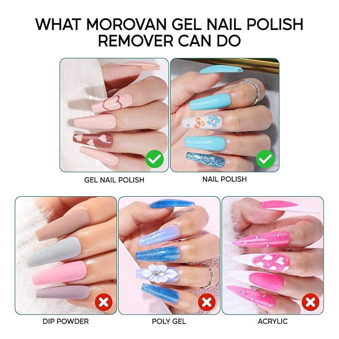 Morovan Gel Nail Polish Remover: Professional Gel Polish Remover for Nails Quickly & Easily & Effectively Remove Gel Polish in 5 Minutes No Need Soaking or Wrapping