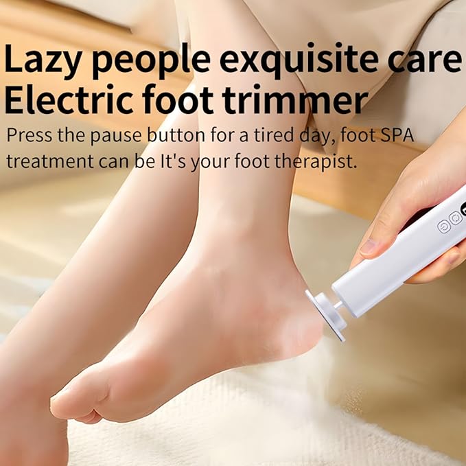Cordless Electric Foot File Callus Remover - 6-Speed Heel Scraper for Cracked Heels,Painless Dead Skin Remover for feet, Rechargeable Foot Grinder Professional Pedicure Tools Kits for feet (White)
