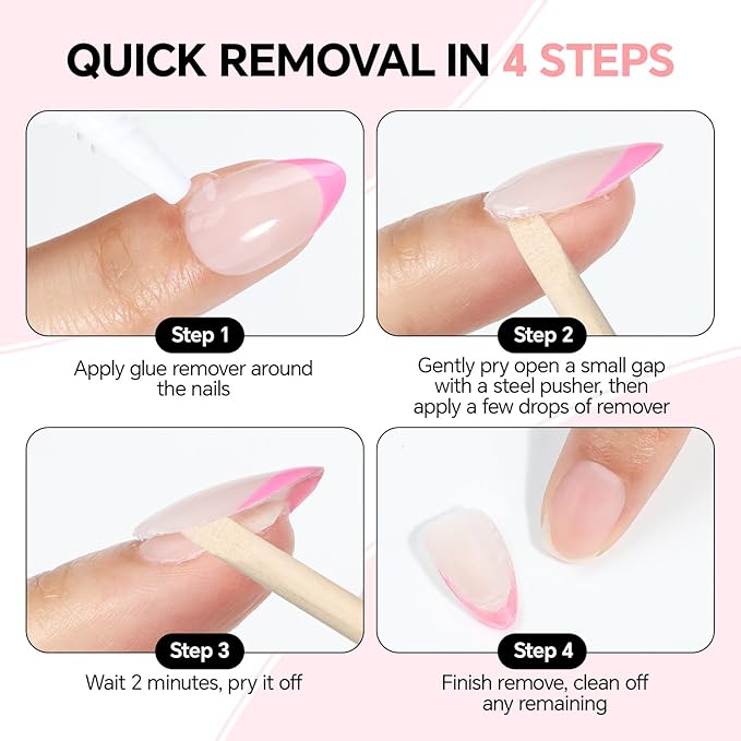 Nail Glue Remover for Press on Nails: Quick Removal Acrylic Nails Semi Solid Nail Glue Acetone-Free, Not for Gel Polish Base Coat Easy Removal Fake Nails, 2Pcs*12ml